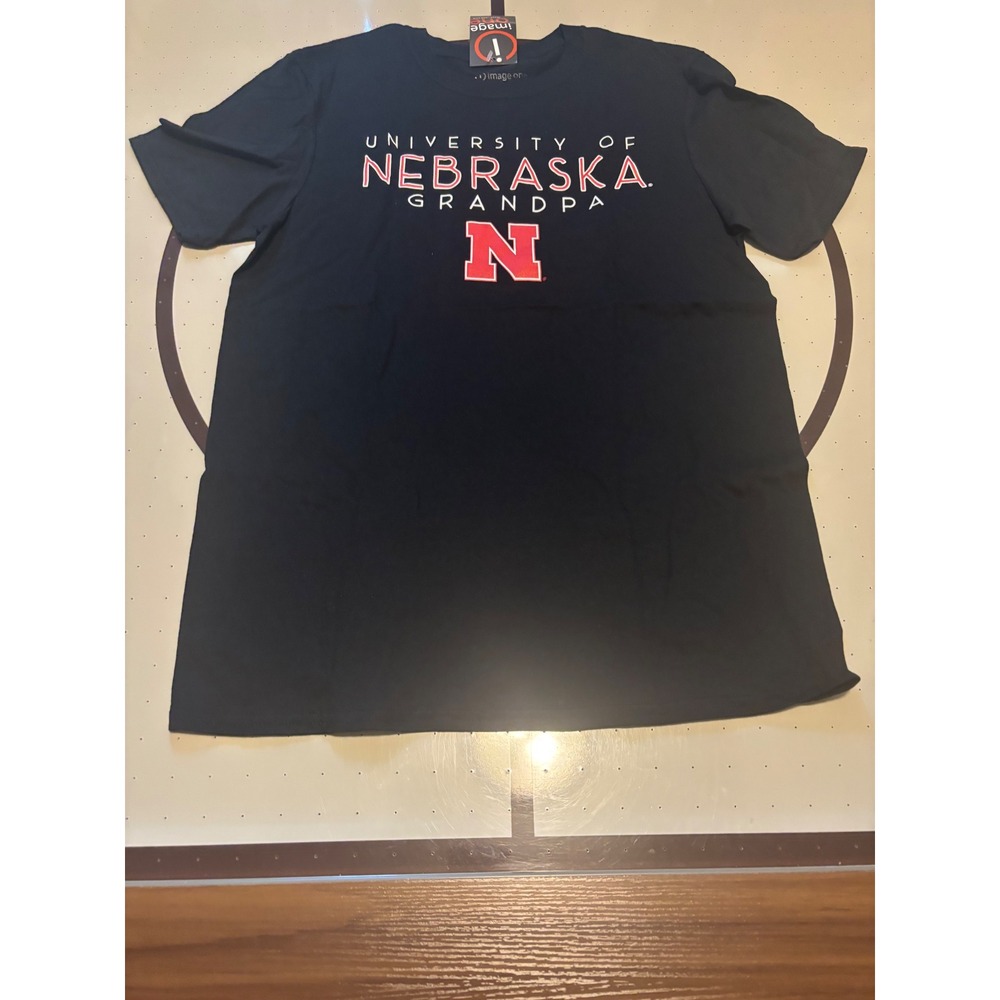 Image One University of Nebraska Grandpa T-Shirt Mens Medium Black Huskers NWT